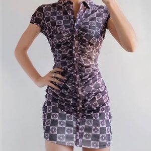 Urban Outfitters Checkered Floral Mini Dress